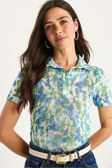 Bloemige Poloshirt Blouse - Image 3