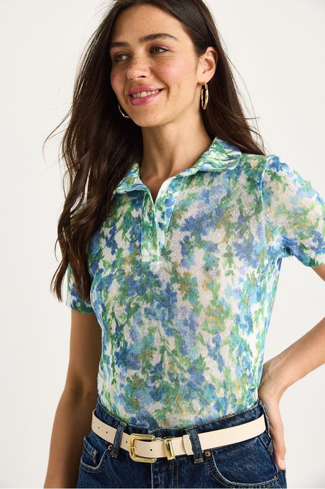 Bloemige Poloshirt Blouse - Image 4