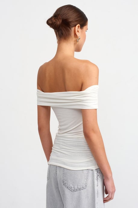 Off-shoulder rynkad bodycon topp - Image 2
