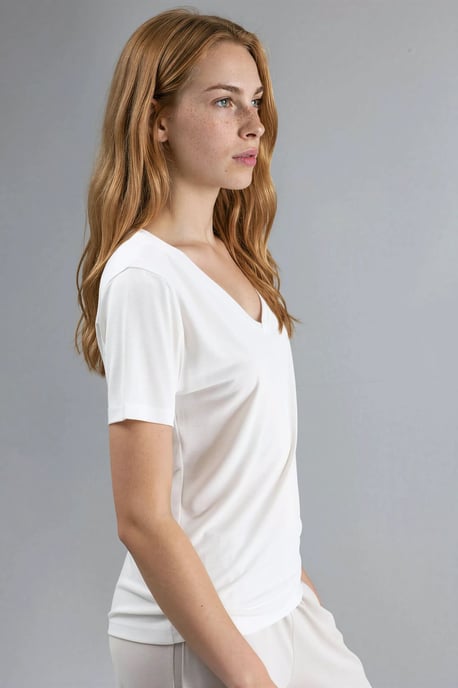 V-hals Korte Mouwen Modal Blouse - Image 2