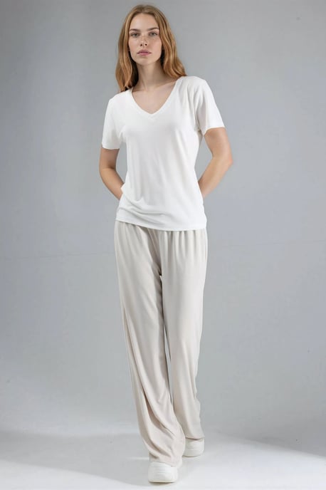 V-hals Korte Mouwen Modal Blouse - Image 4