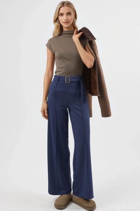 Fitted Mock Neck Cap Sleeve Knitted Blouse - Image 5
