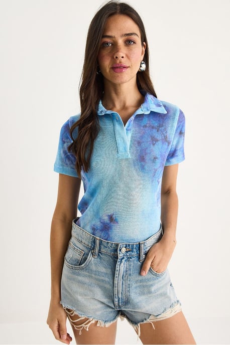 Bloemige Poloshirt Blouse - Image 1