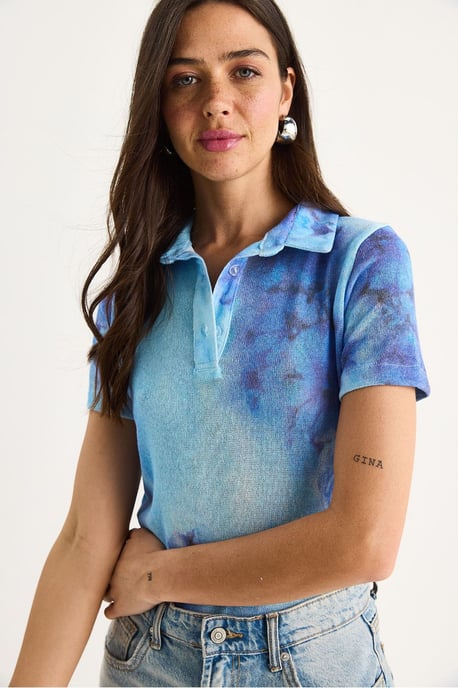 Bloemige Poloshirt Blouse - Image 2