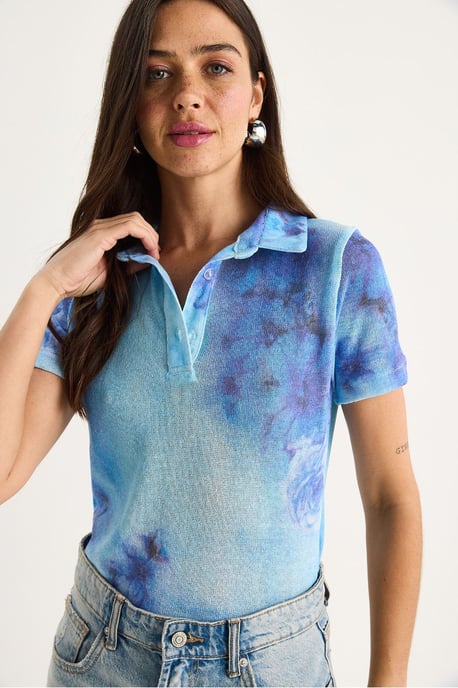 Bloemige Poloshirt Blouse - Image 3