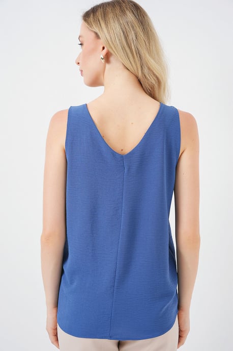 Gestepte V-hals Mouwloze Blouse - Image 6