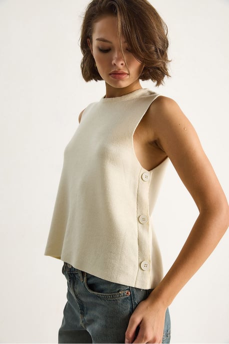 Knoop Gedetailleerde Brei Blouse - Image 4