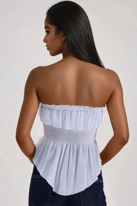 Volangig och Texturerad Bandeau Topp - Image 3