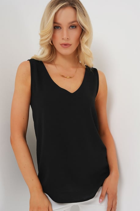 Textuur V-hals Mouwloze Blouse - Image 4