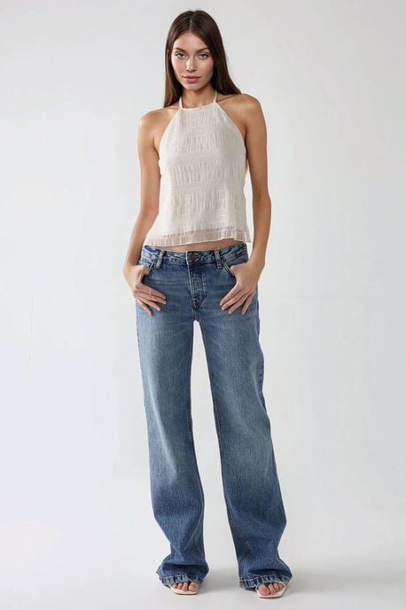 Texturerad Halterneck Topp med Figurpassning - Image 4
