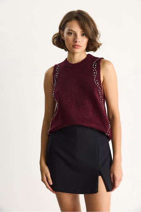 Geverfde gebreide blouse met ronde hals - Image 2