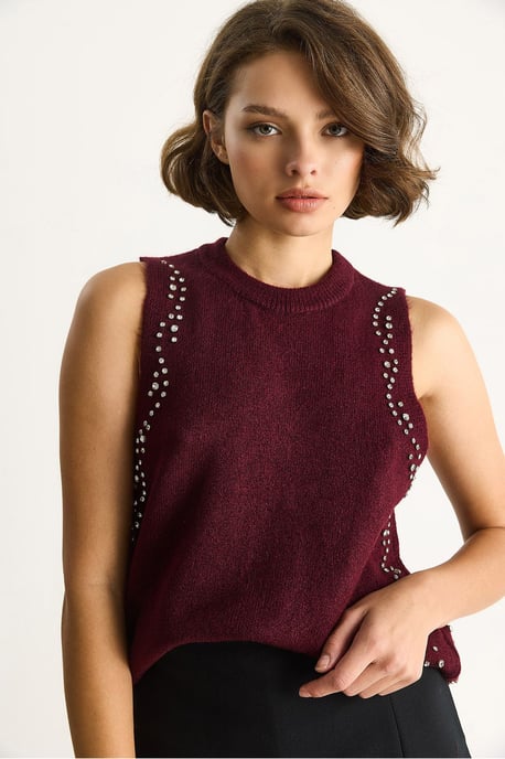 Geverfde gebreide blouse met ronde hals - Image 3