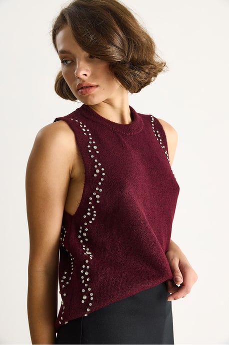 Geverfde gebreide blouse met ronde hals - Image 4