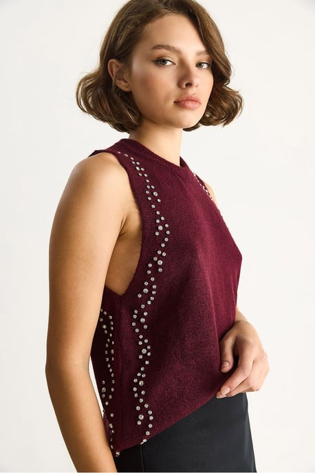 Geverfde gebreide blouse met ronde hals - Image 5