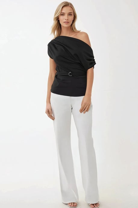 Shawl Kraag Gedrapeerde Boven met Ceintuur - Image 5