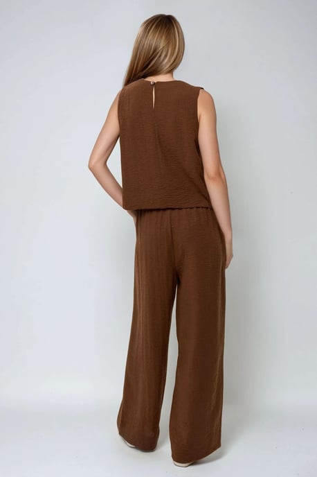 Linnen Voel Blouse & Elastische Taille Broek Tweedelige Coördinatie Set - Image 5