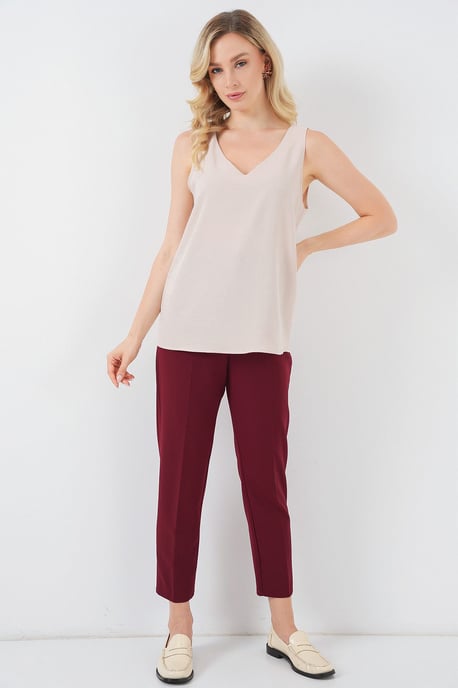 Getextureerde V-hals Mouwloze Blouse - Image 3