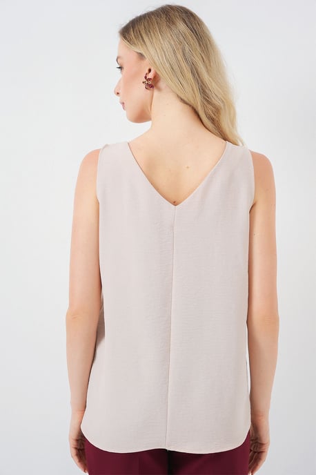 Getextureerde V-hals Mouwloze Blouse - Image 6
