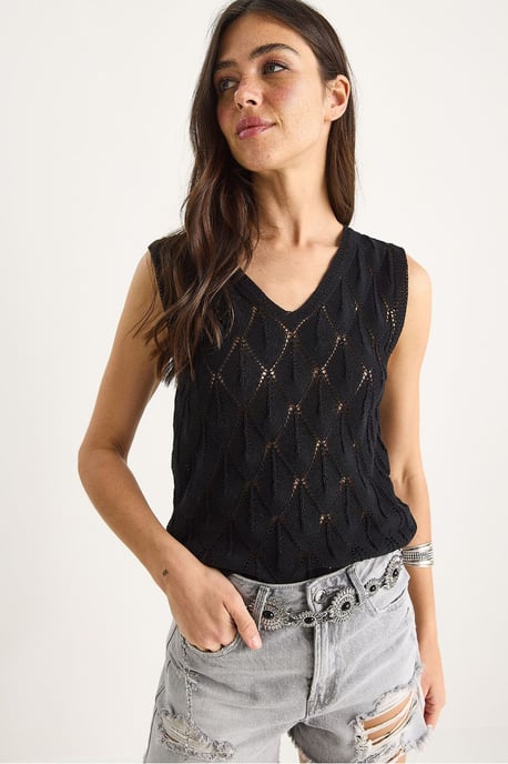 Gestructureerde V-hals Kant Blouse - Image 4