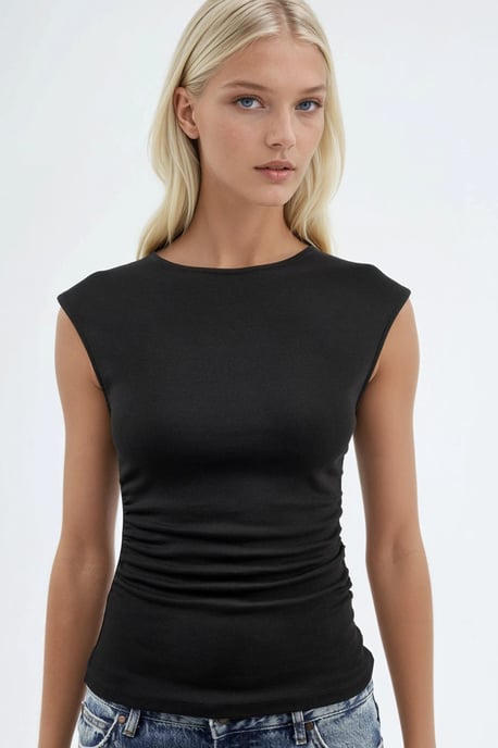 Mouwloze Drape Blouse met Ronde Hals - Image 6