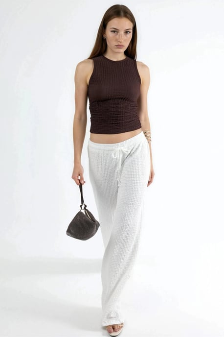 Gestructureerd Geribbeld Crew Neck Top - Image 5