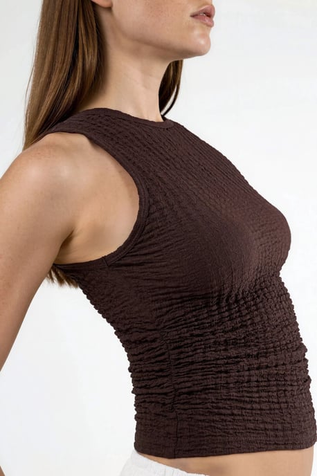 Gestructureerd Geribbeld Crew Neck Top - Image 6