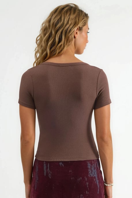 V-hals Korte Mouwen Gebreide Blouse met Knoopsluiting - Image 3