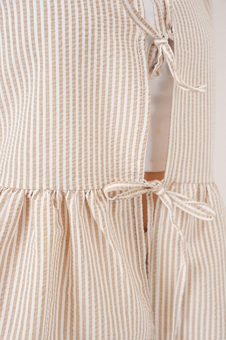 Randig Texturerad Blus med Slips - Image 5