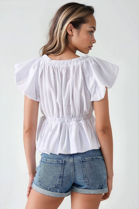 Aansluitende Katoenen Blouse met Strikdetail - Image 4
