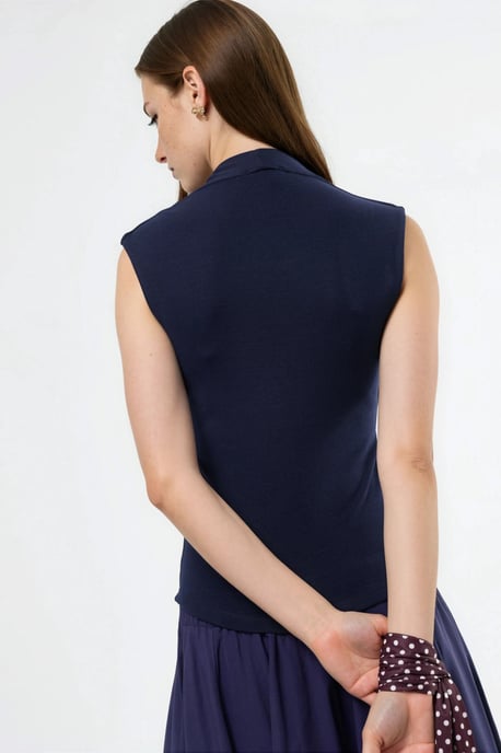 V-hals Mouwloze Drapé Blouse - Image 3