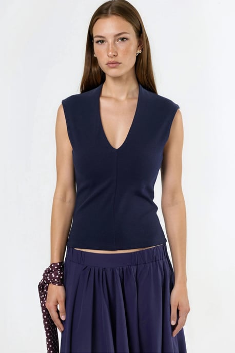 V-hals Mouwloze Drapé Blouse - Image 6