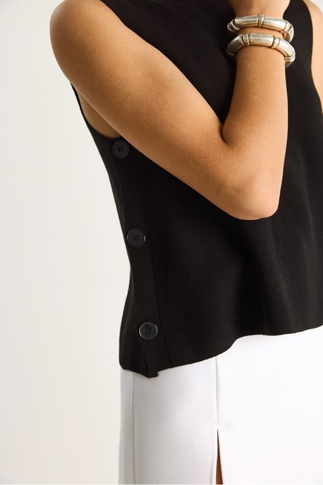 Knop Gedetailleerde Brei Blouse - Image 5