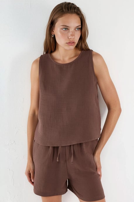 Mouwloze Muslin Blouse en Shorts Set - Image 2