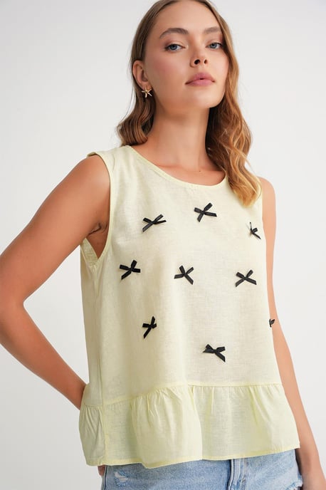Crewneck Blouse met Strikdetail - Image 1