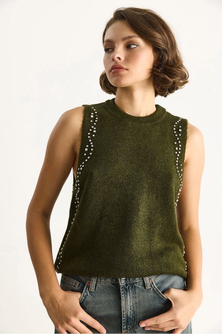 Geverfde gebreide blouse met ronde hals - Image 2