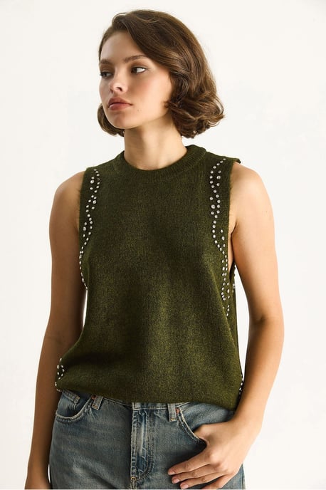 Geverfde gebreide blouse met ronde hals - Image 3
