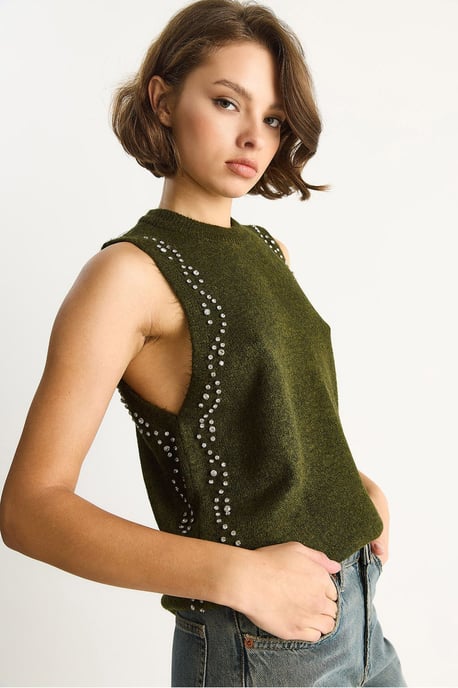 Geverfde gebreide blouse met ronde hals - Image 5
