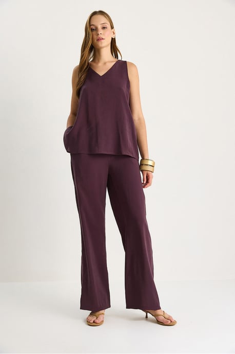 V-hals Katoenen Blouse-Broek Twee-Piece Set - Image 3