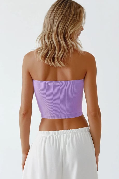 Slim Fit Strapless Ribbed Crop Top - Image 2