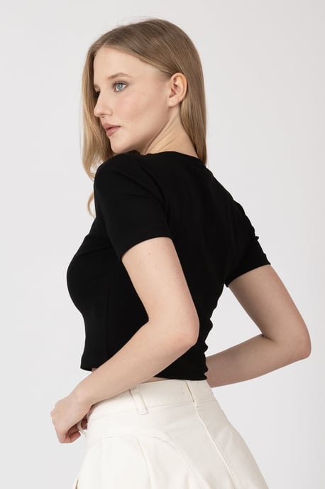 Crew Neck Bas T Crop Top - Image 3