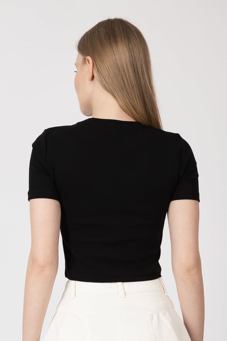 Crew Neck Bas T Crop Top - Image 4