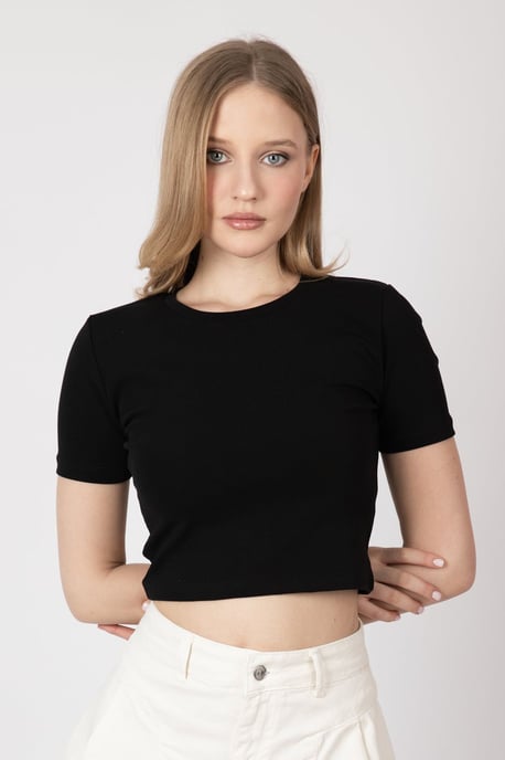 Crew Neck Bas T Crop Top - Image 5