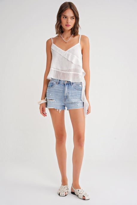 Gelaagd Textuur V-Hals Crop Top - Image 2