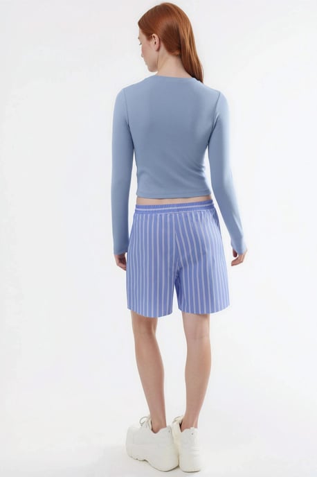 Slim Fit Lange Mouwen Crop Top met Ronde Hals - Image 3