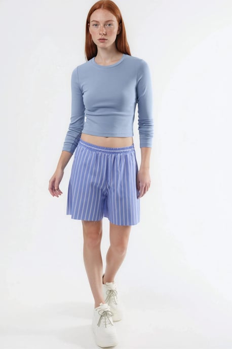 Slim Fit Lange Mouwen Crop Top met Ronde Hals - Image 5