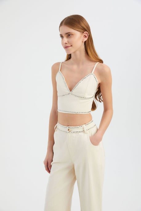 Sweetheart Neck Stone Embellished Corset Top - Image 3