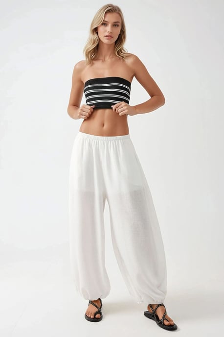 Strapless Striped Ribbed Crop Top - Image 4