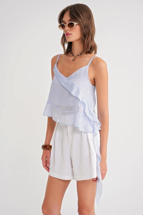 Rimpelige Textuur V-Hals Crop Top - Image 3