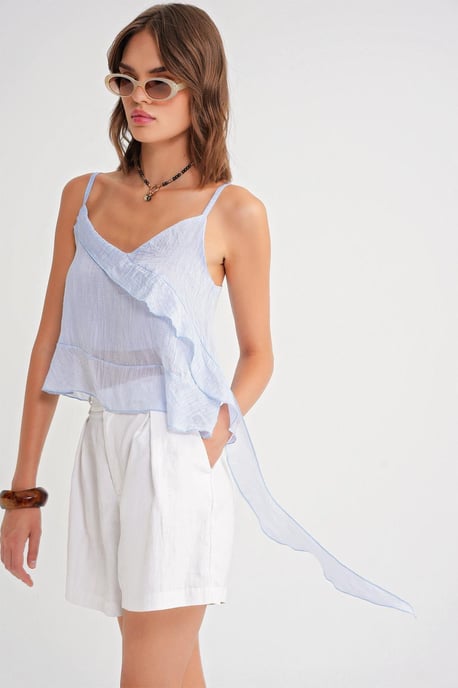 Rimpelige Textuur V-Hals Crop Top - Image 4