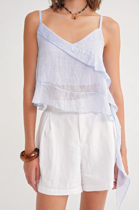 Rimpelige Textuur V-Hals Crop Top - Image 6